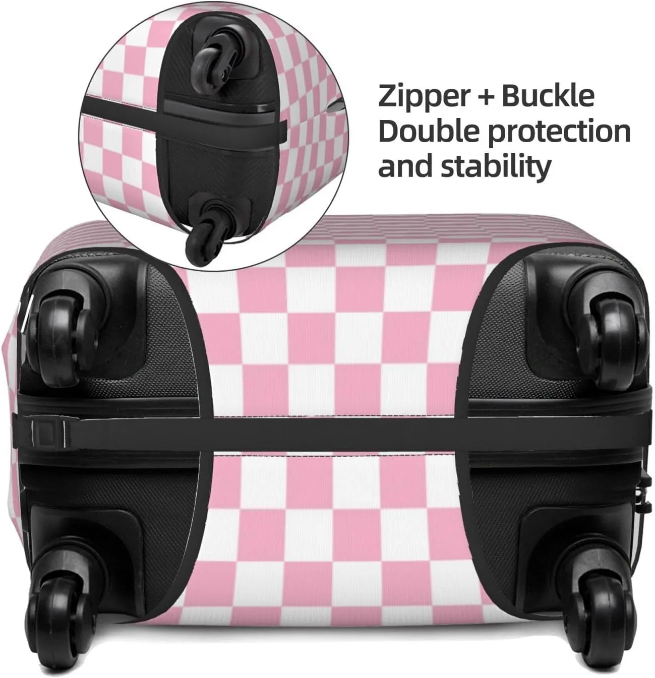 VOSERY Travel Luggage Cover - pink pastel checkered Washable Suitcase Covers Protector Fits 18-32 Inches Luggage
