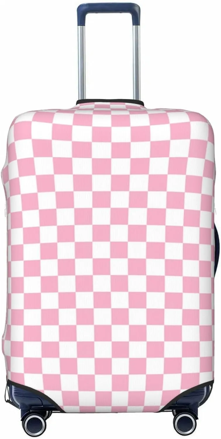 VOSERY Travel Luggage Cover - pink pastel checkered Washable Suitcase Covers Protector Fits 18-32 Inches Luggage