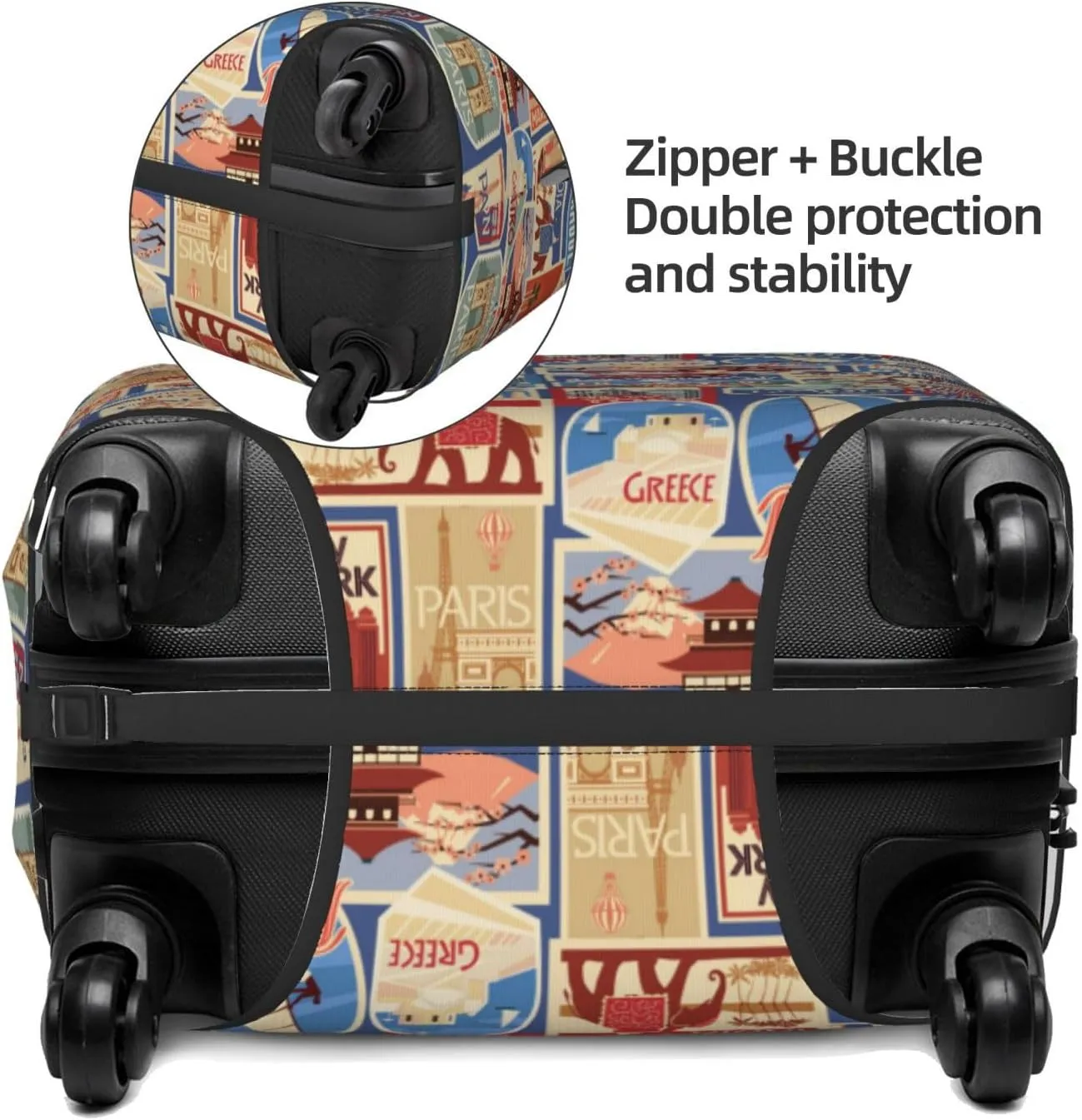 VOSERY Travel Luggage Cover - Set Of Travel Vintage Washable Suitcase Covers Protector Fits 18-32 Inch Luggage