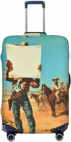 VOSERY Travel Luggage Cover - Western Desert Cowboy Washable Suitcase Covers Protector Fits 18-32 Inch Luggage