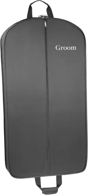 WallyBags 40 Deluxe Groom Tux and Suit Garment Bag Two Pockets, Black-G3, 40-Inch