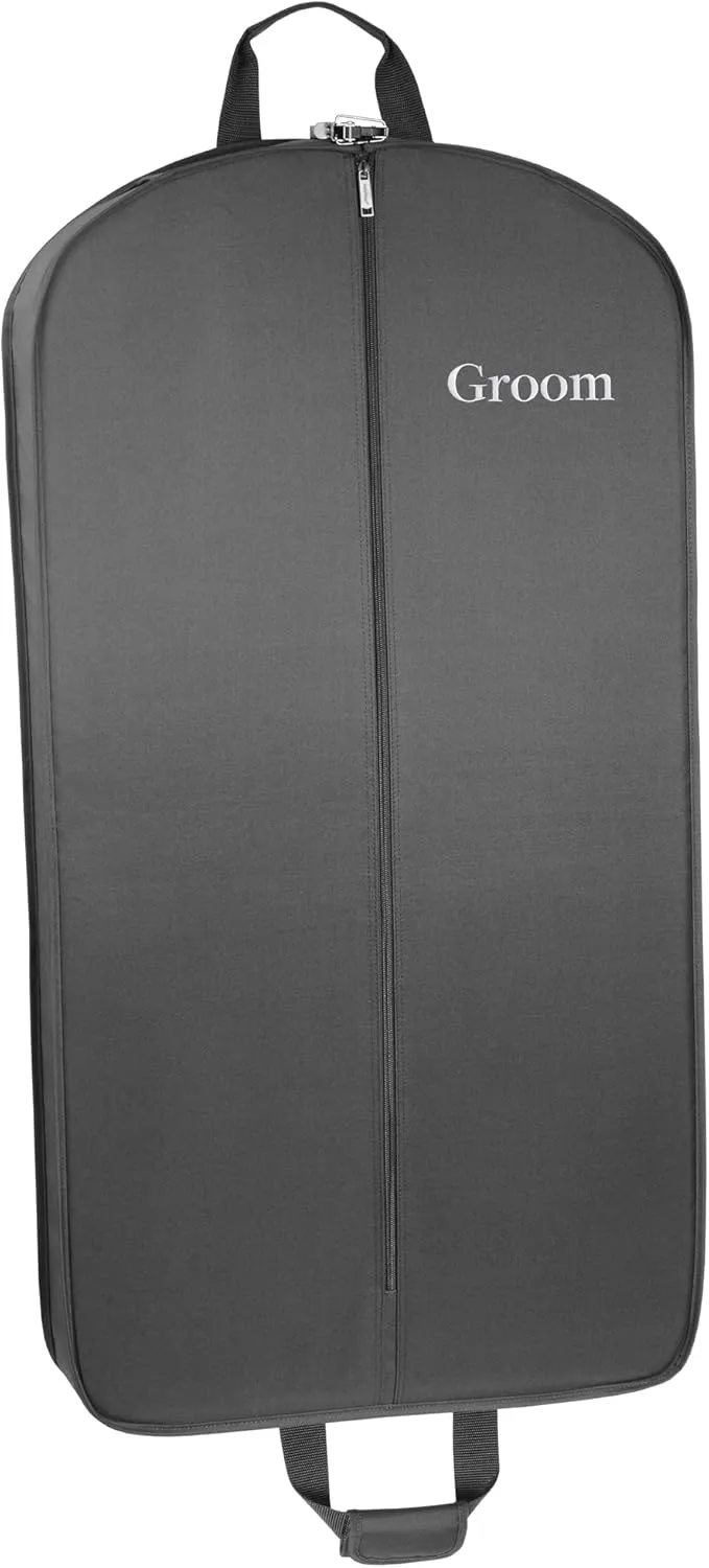 WallyBags 40 Deluxe Groom Tux and Suit Garment Bag Two Pockets, Black-G3, 40-Inch