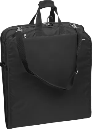 WallyBags 42" Premium Travel Garment Bag with shoulder strap and two large pockets,Black w/Lining