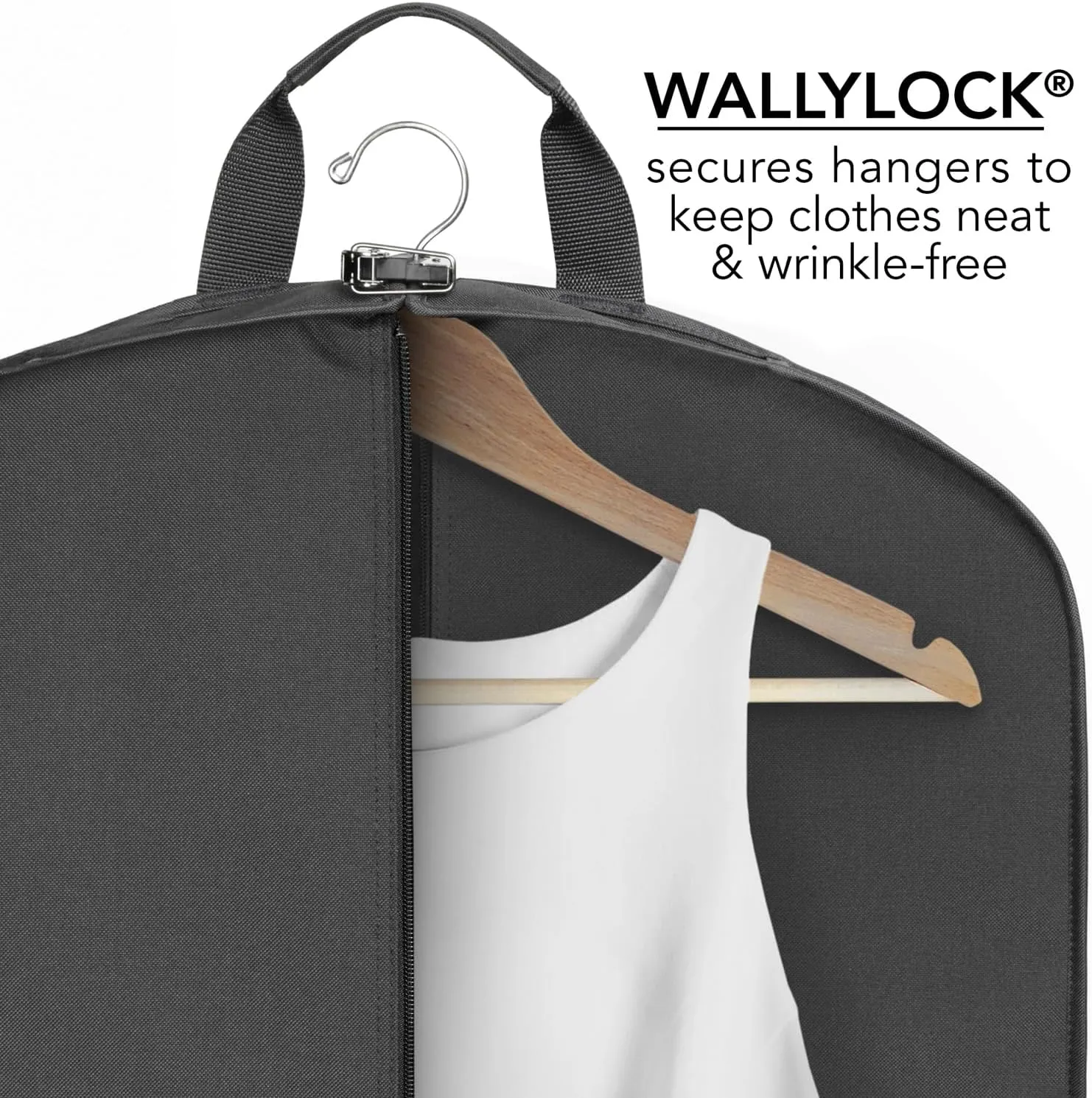 WallyBags 52 Deluxe Travel Carry-On Garment Bag with Two Pockets, Perfect for Dresses, Suits, Men and Women, Black