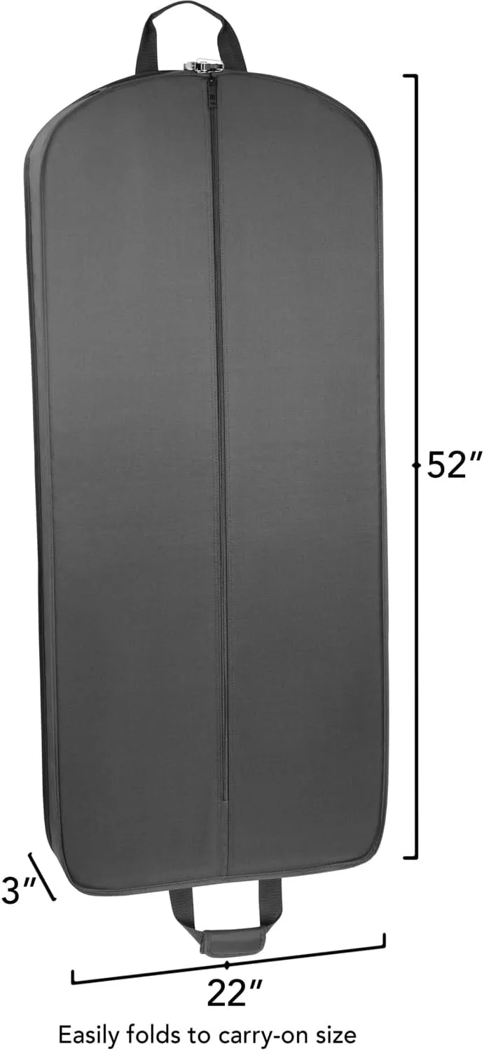 WallyBags 52 Deluxe Travel Carry-On Garment Bag with Two Pockets, Perfect for Dresses, Suits, Men and Women, Black