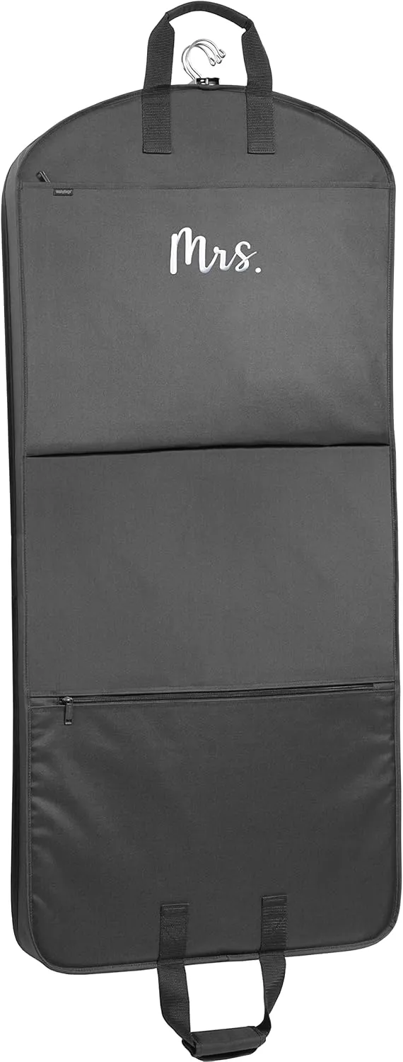 WallyBags Garment Bag 52-Inch Deluxe Travel Two Pockets, Black-M1