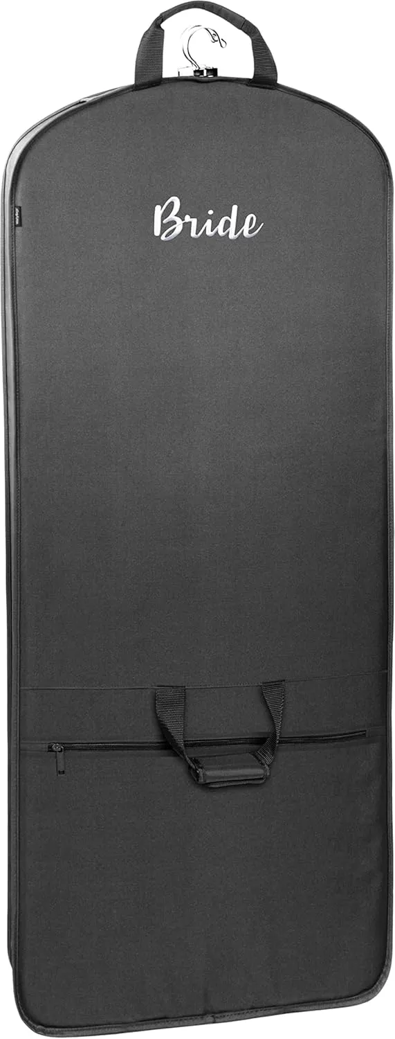 WallyBags Garment Bag Premium Tri-Fold Travel Exterior Pocket, Black-B1, 60-Inch