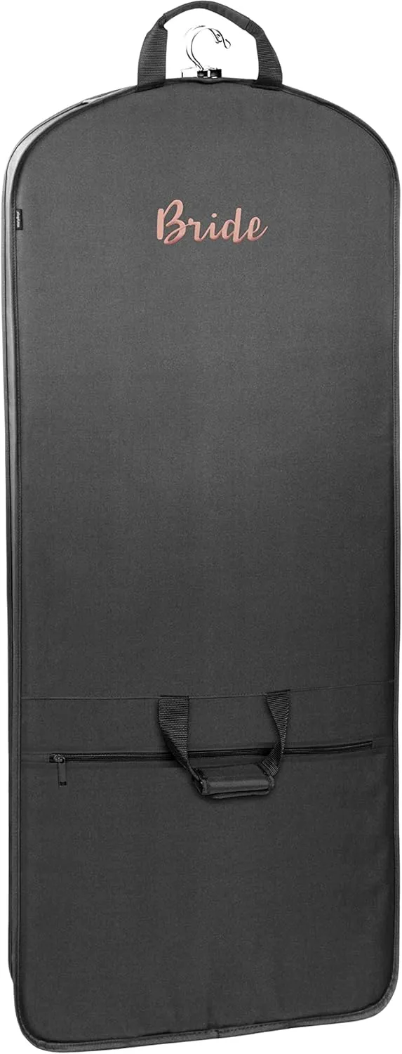 WallyBags Garment Bag Premium Tri-Fold Travel Exterior Pocket, Black-B1 Rose, 60-Inch