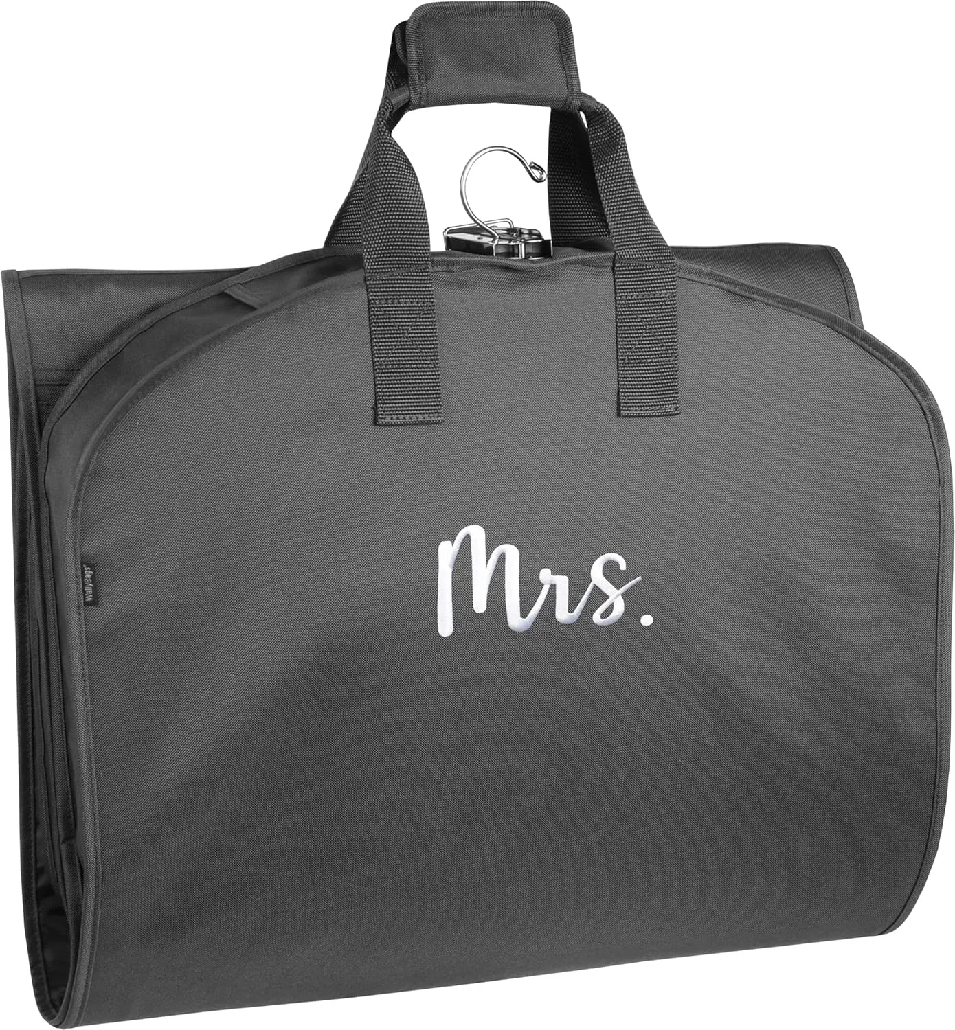 WallyBags Garment Bag Premium Tri-Fold Travel Exterior Pocket, Black-M1, 60-Inch