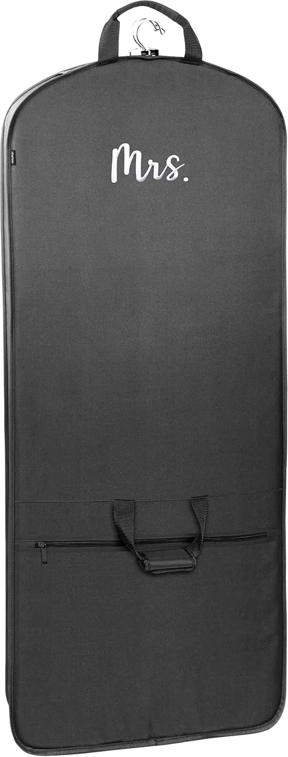 WallyBags Garment Bag Premium Tri-Fold Travel Exterior Pocket, Black-M1, 60-Inch