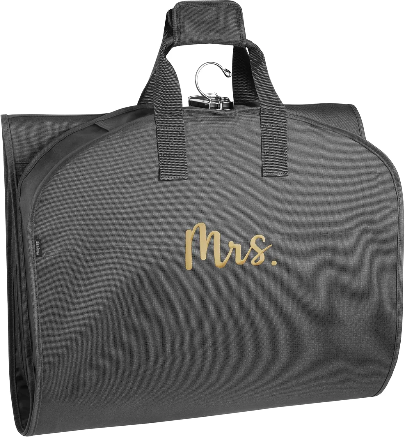 WallyBags Garment Bag Premium Tri-Fold Travel Exterior Pocket, Black-M1 Gold, 60-Inch