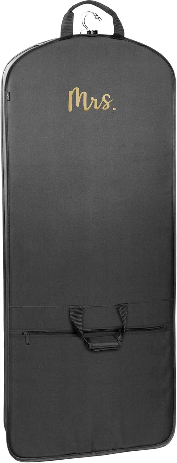 WallyBags Garment Bag Premium Tri-Fold Travel Exterior Pocket, Black-M1 Gold, 60-Inch
