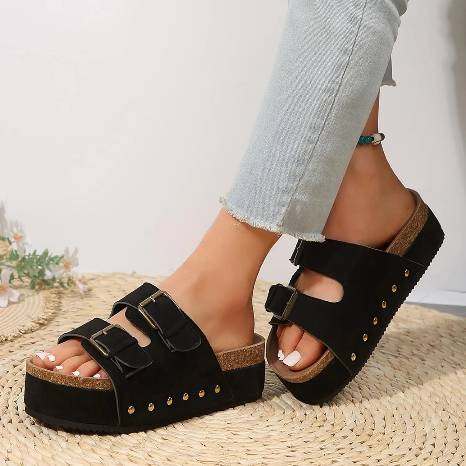 Wedge Sandals For Women 2025 Platform Comfort Orthopedic Wedge Sandals Open Toe Espadrilles Dressy High Heeled Wedges Women Summer Trendy Slip On Slippers Casual Arch Support Shoes Boho Beach Vacation