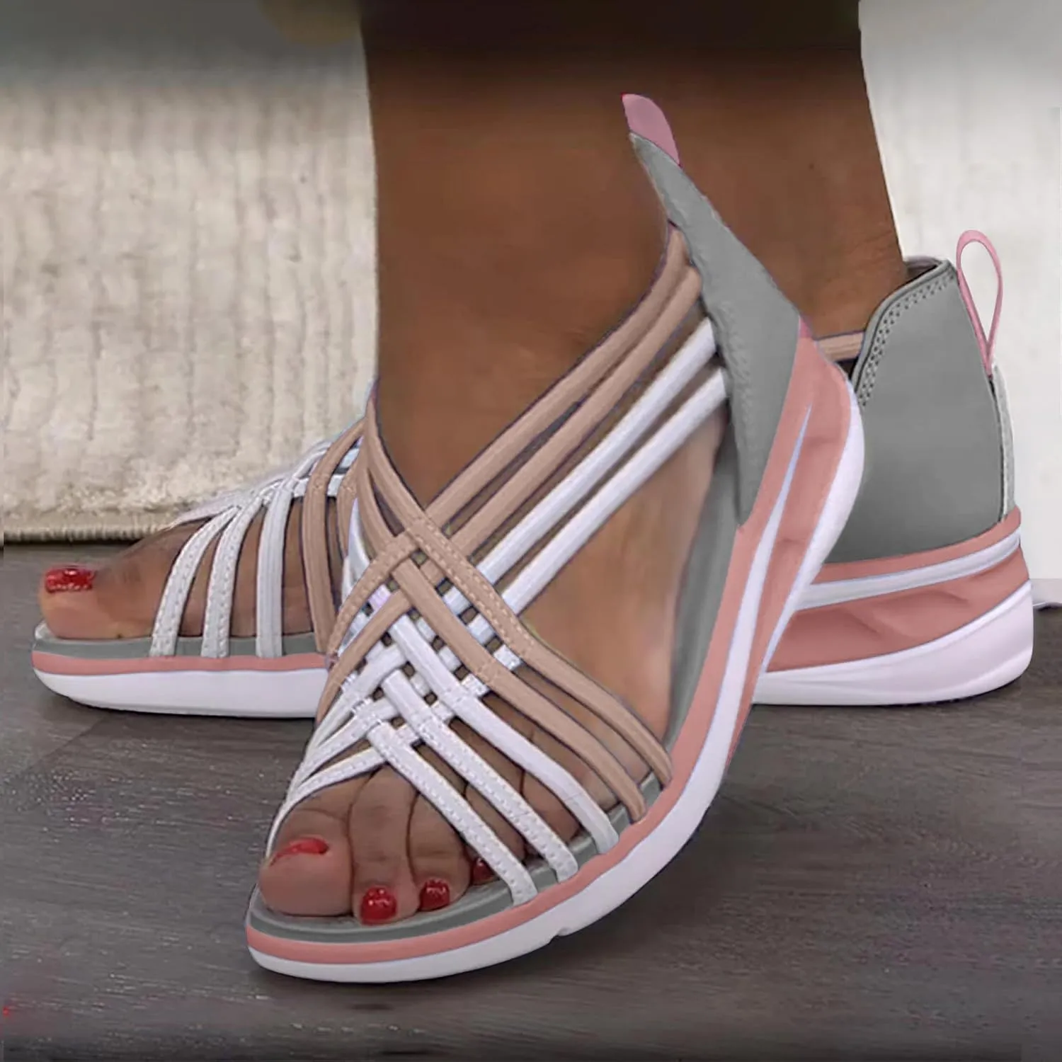 Wedge Sandals for Women Open Toe Casual Summer Roman High Heel Breathable Beach Sandals Orthopedic Sandals Shoes