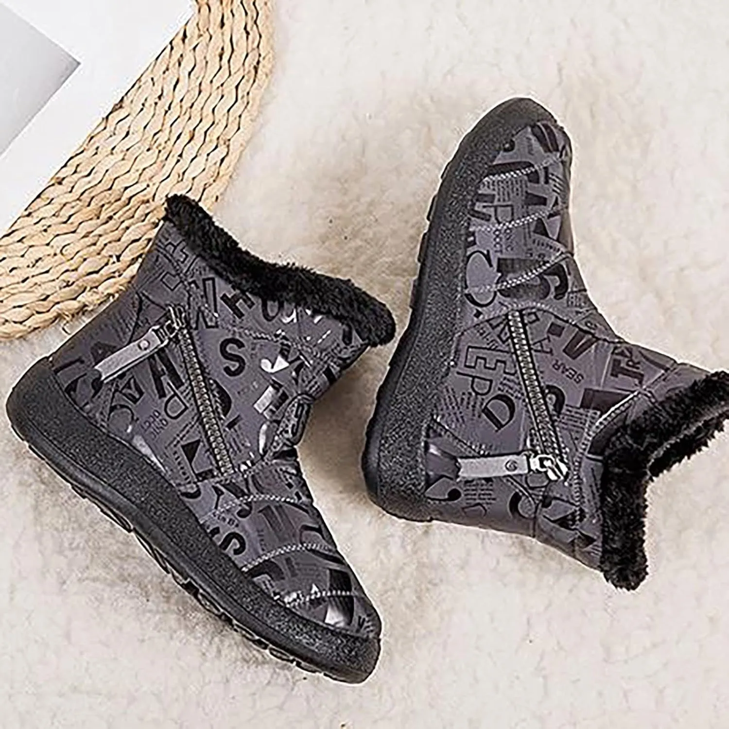 Winter Shoes for Women 2024 Comfy Dressy Winter Shoes for Women Low Heel Womens Wide Width Snow Boots Botas De Mujer Para El Frio Cute Womens Winter Dress Boots