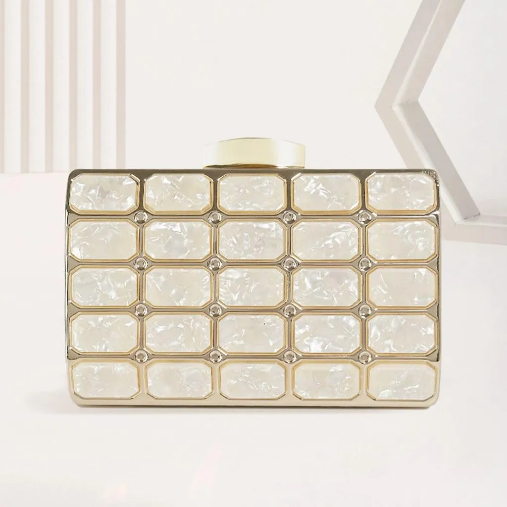 Women Acrylic Clutch Handbag Luxury Shoulder bags Evening Purse with Detachable Chain for Wedding Prom Party