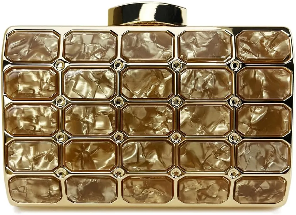 Women Acrylic Clutch Handbag Luxury Shoulder bags Evening Purse with Detachable Chain for Wedding Prom Party