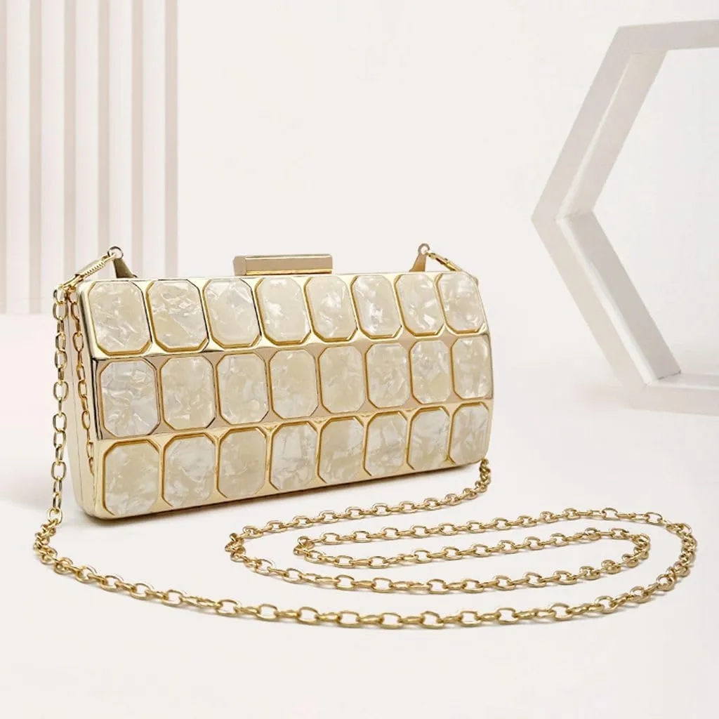 Women Acrylic Clutch Handbag Luxury Shoulder bags Evening Purse with Detachable Chain for Wedding Prom Party
