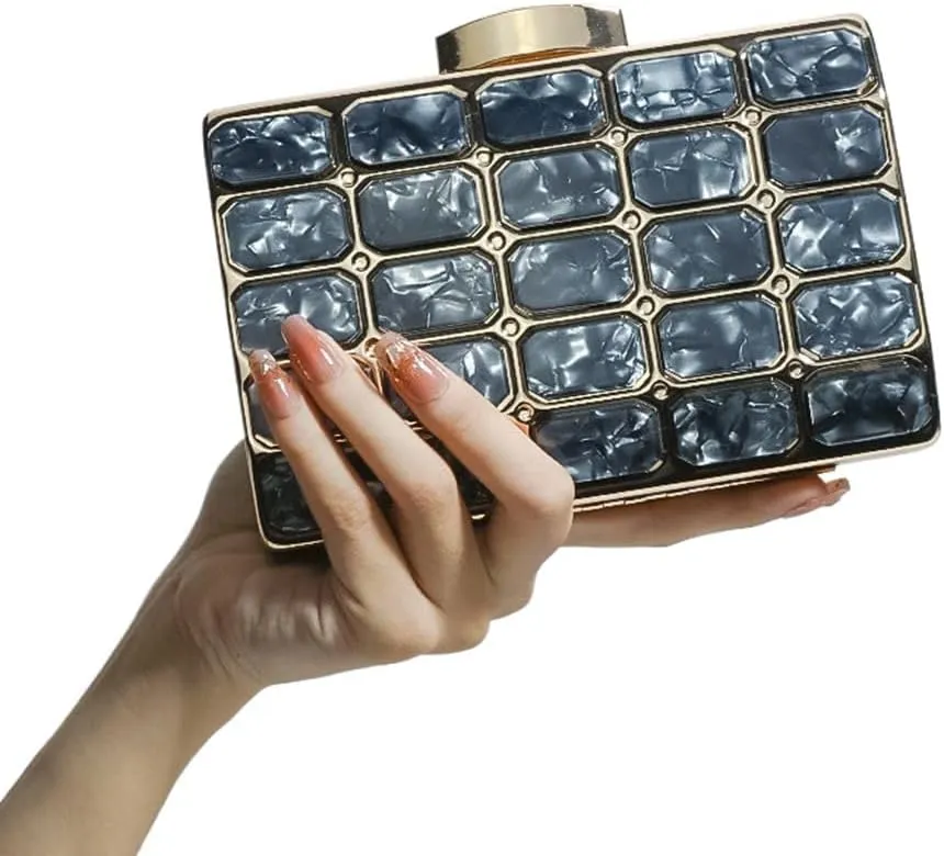 Women Acrylic Clutch Handbag Luxury Shoulder bags Evening Purse with Detachable Chain for Wedding Prom Party