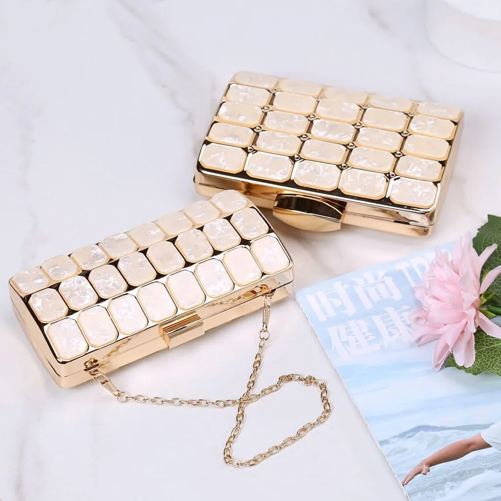 Women Acrylic Clutch Handbag Luxury Shoulder bags Evening Purse with Detachable Chain for Wedding Prom Party