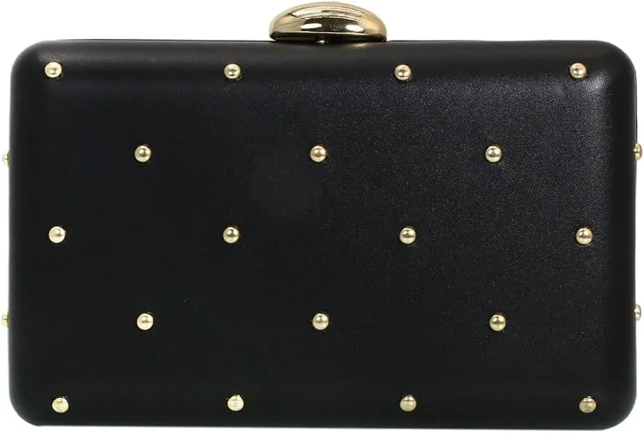 Women Classic Faux Leather Rivet Handbag Chain Strap Crossbody Purse Evening Clutch Bag for Cocktail Party