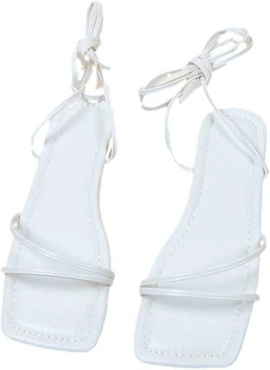 Women Girls Summer Lace Up Strappy Sandals Lightweight Holiday Flat Sandal Fashion Open Toe Party Shoes 2025 New