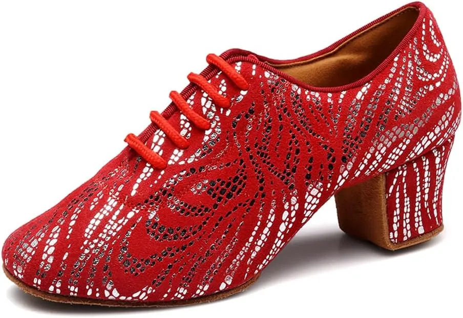 Women Latin Dance Shoes Ballroom Lace-up Practice Social Dance Modern Salsa Dancing Shoes