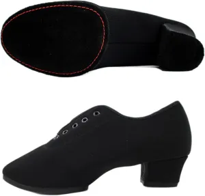 Women Latin Dance Shoes Indoor Soft Sole Lace Up Dance Shoes Breathable Comfortable Training Practice Dance Shoes Ballroom Dance Pratice Shoes (Color : Black-5CM/1.96In, Size : 5)