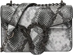 Women Leather Crossbody Purse Bags,Fashion Snake Printed Leather Shoulder Bags,Small Clutch Bags