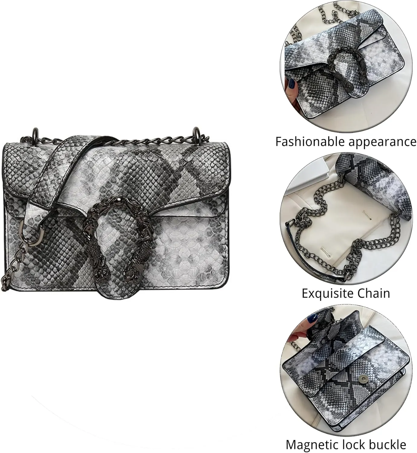 Women Leather Crossbody Purse Bags,Fashion Snake Printed Leather Shoulder Bags,Small Clutch Bags