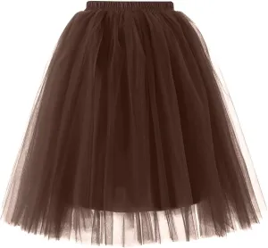 Women Lightweight Underskirts for Cosplay Tutu Skirt Tulle Elegant Elastic Ruffle Midi Skirt A-Line Party Petticoat
