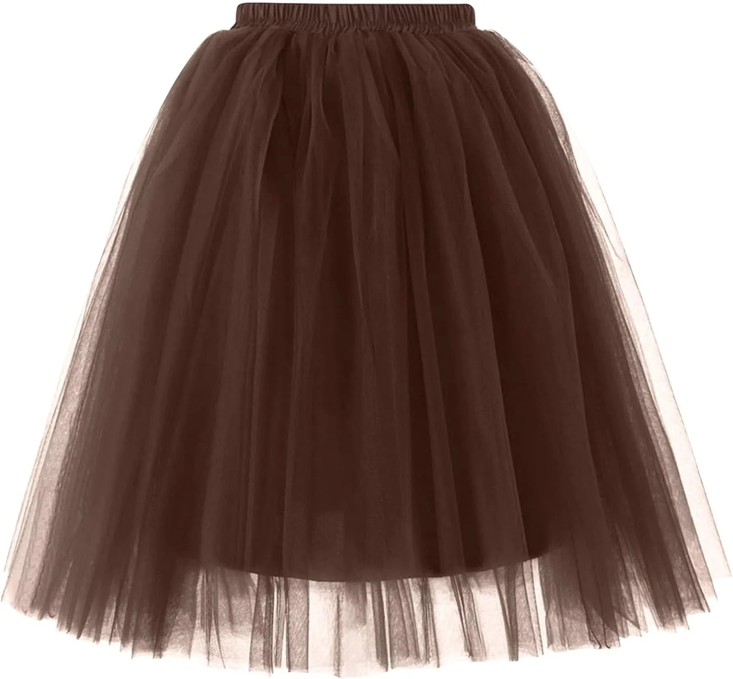 Women Lightweight Underskirts for Cosplay Tutu Skirt Tulle Elegant Elastic Ruffle Midi Skirt A-Line Party Petticoat