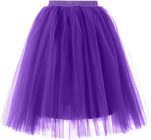 Women Lightweight Underskirts for Cosplay Tutu Skirt Tulle Elegant Elastic Ruffle Midi Skirt A-Line Party Petticoat