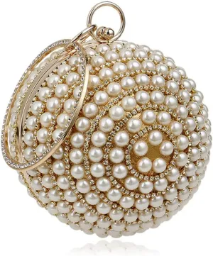 Women Pearl Evening Bags Round Ball Shape Female Clutch Bags Purse Handbag Wedding Bags