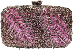 Women Temperament Crystal Evening Bag Bling Leaves Clutch Purse Vintage Elegant Handbag for Dinner Night Out