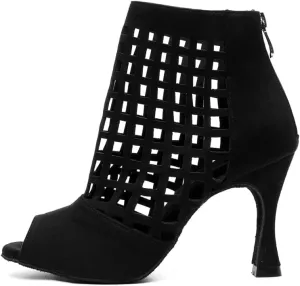 Women's Ankle High Latin Dance Shoes Open Toe Performance Jazz Salsa Ballroom Dance Boots,Model-501