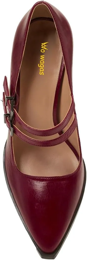 Womens Ankle Strap Pumps Chunky Mid Mary Jane Pointed Toe Buckle Shoes Working Party Prom Size 4-16 US