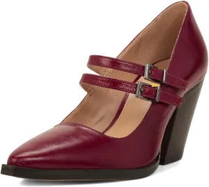 Womens Ankle Strap Pumps Chunky Mid Mary Jane Pointed Toe Buckle Shoes Working Party Prom Size 4-16 US
