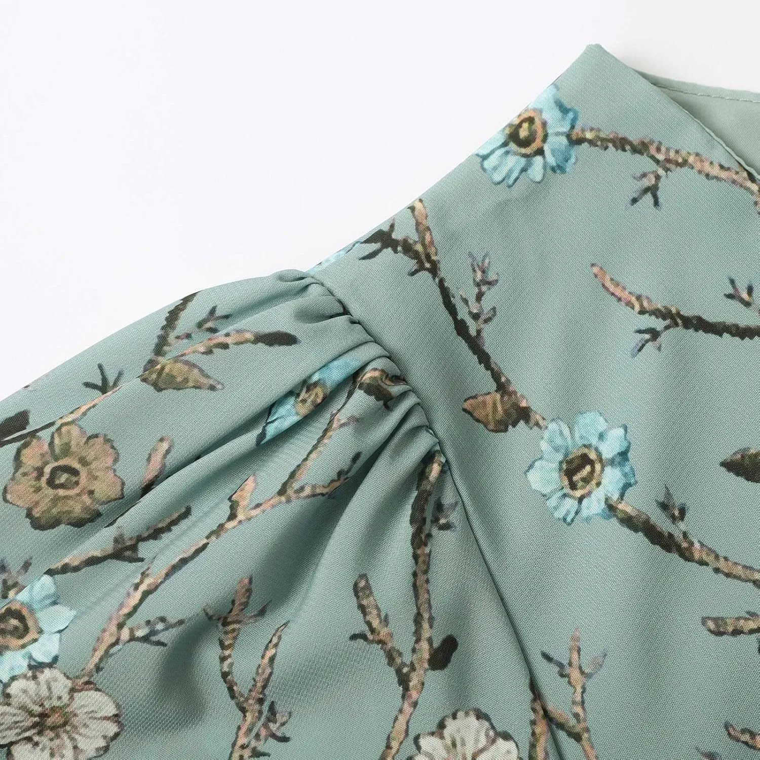 Womens Boho Floral Printed Chiffon Dresses 2025 Elegant V Neck Short Sleeve Belted Summer Wedding Prom Midi Dress