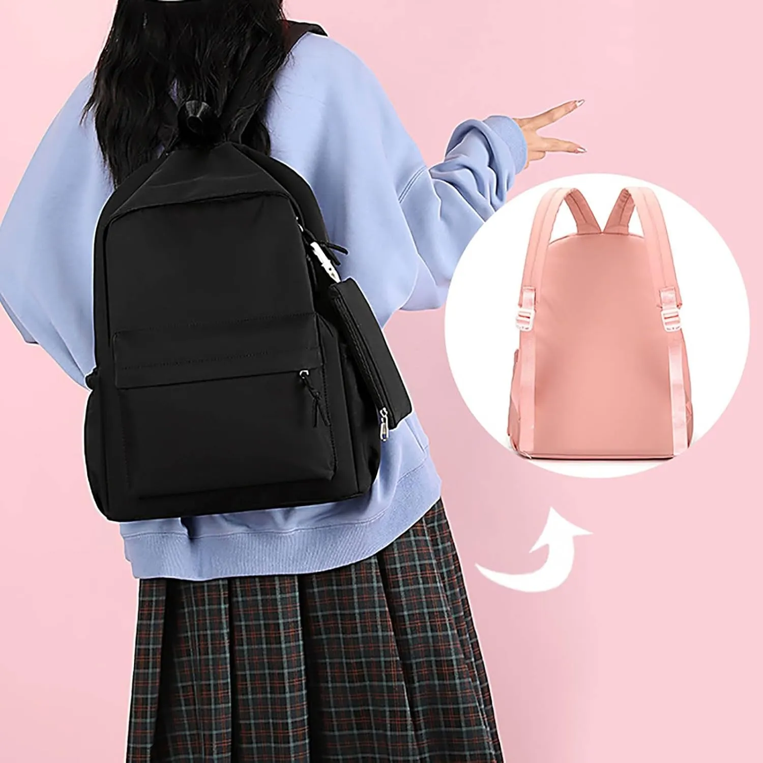 Women's Casual Fashion Backpack Soft Rucksack Ladies Shoulder Bags Medium Mini Vegan Leather Backpack for Woman(Black)