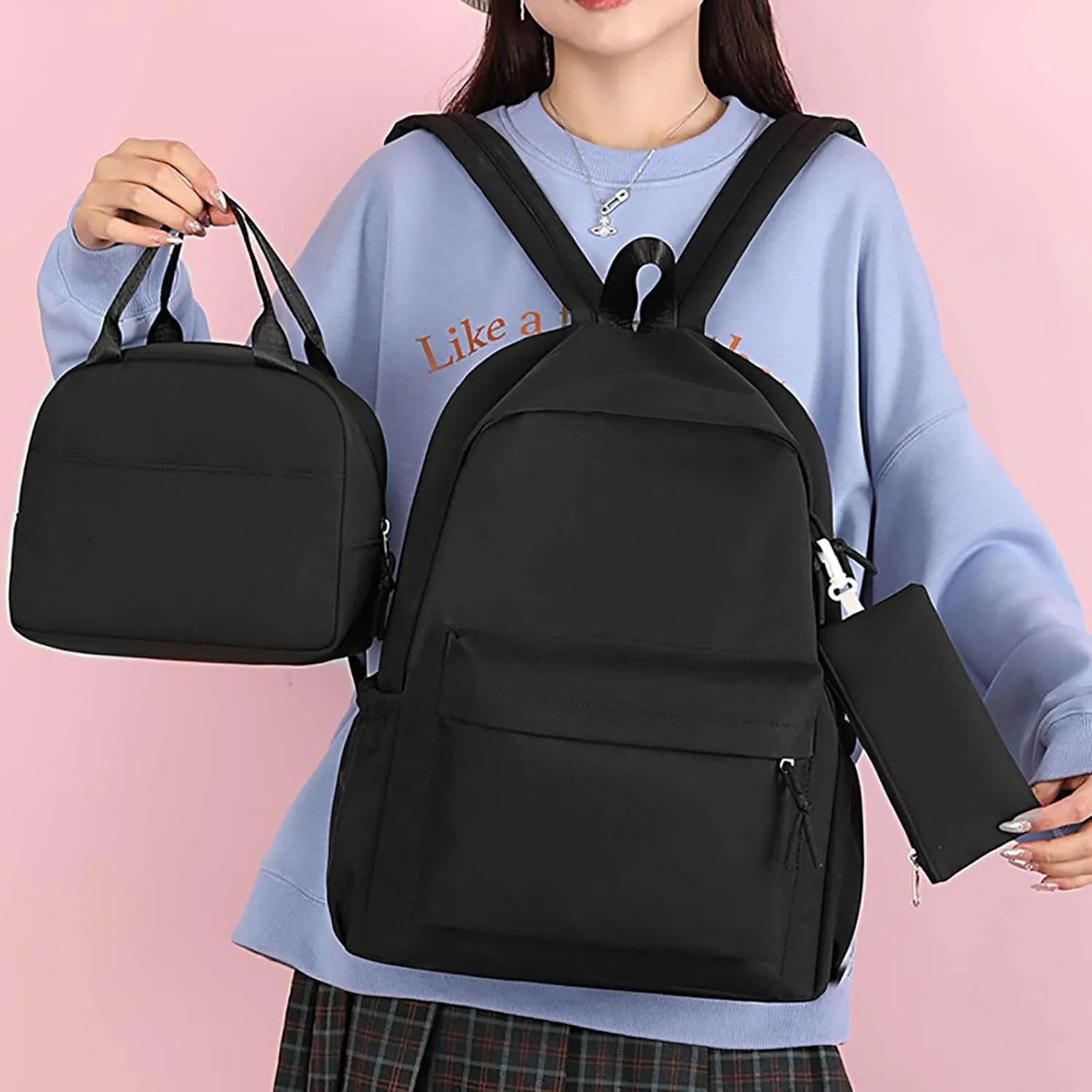 Women's Casual Fashion Backpack Soft Rucksack Ladies Shoulder Bags Medium Mini Vegan Leather Backpack for Woman(Black)