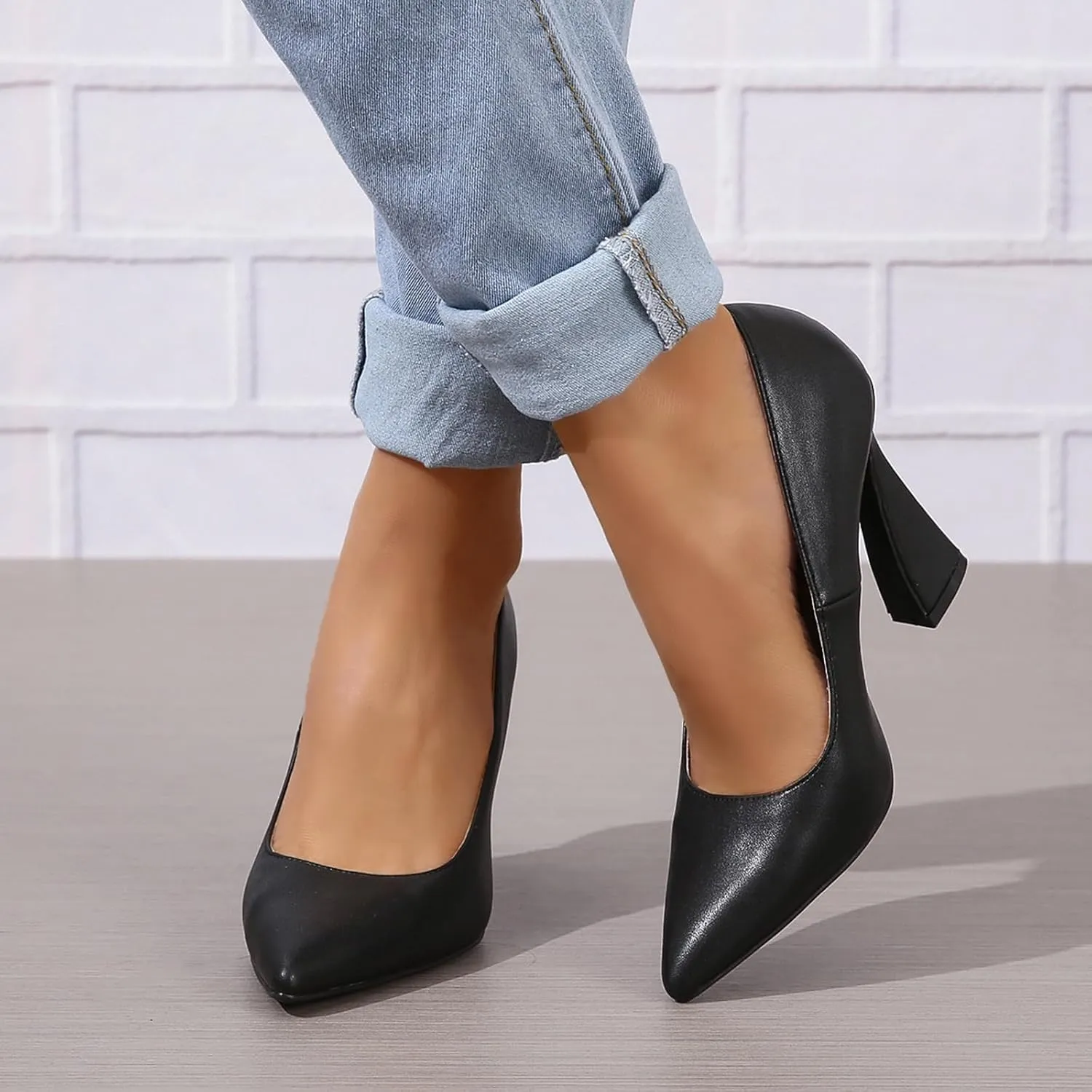 Women's Closed Toe High Heels Dress Pointed Toe Slip-on Wedding Party Prom Pump Shoes