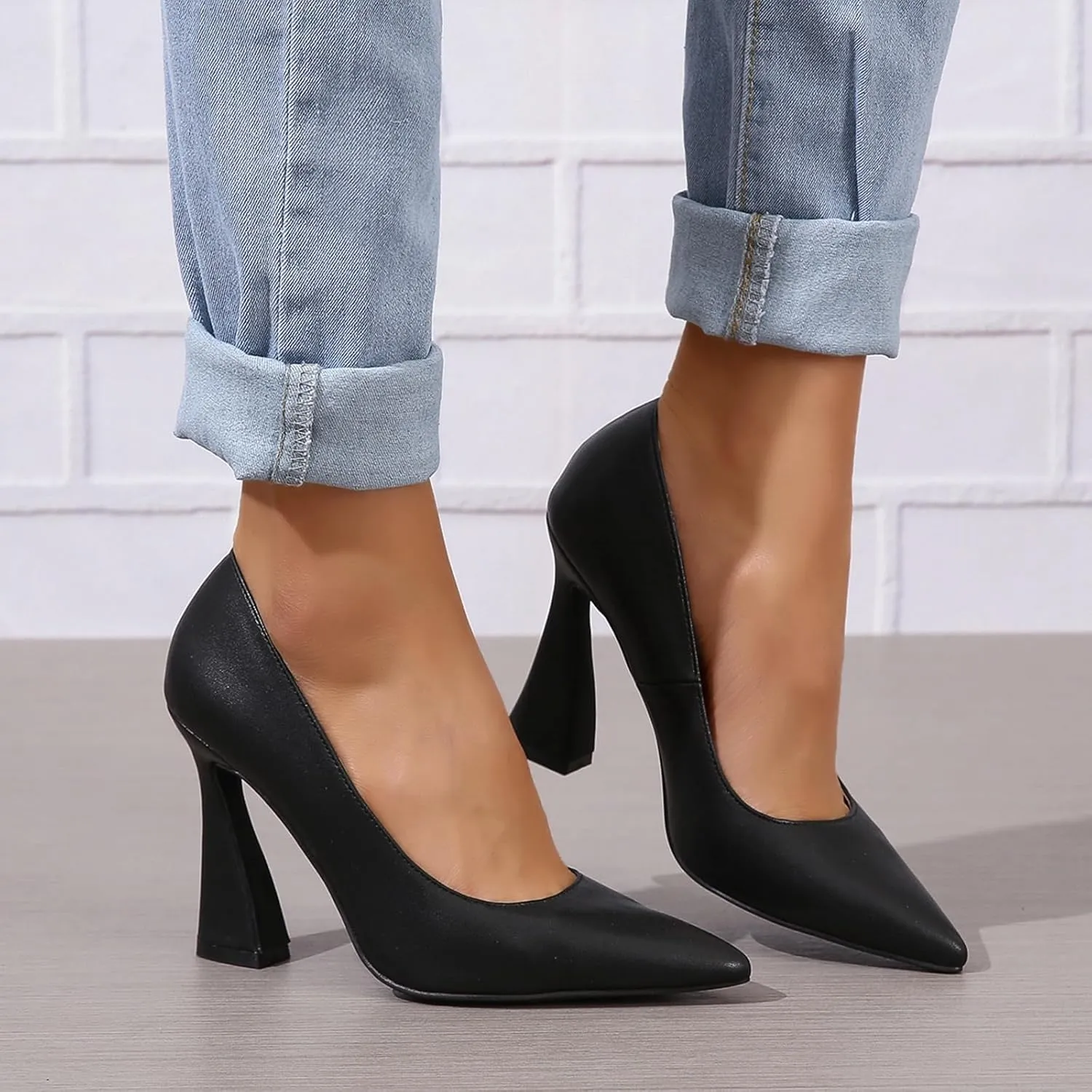 Women's Closed Toe High Heels Dress Pointed Toe Slip-on Wedding Party Prom Pump Shoes