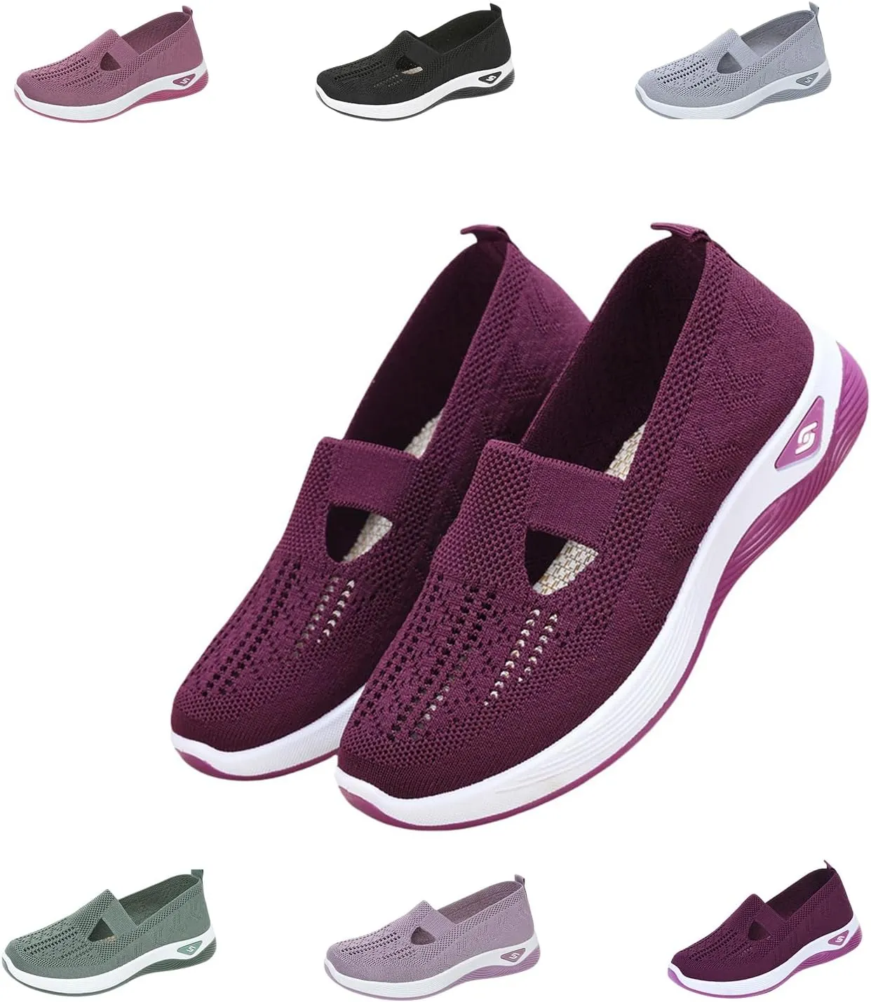 Women's Comfortable Breathable Knitted Sneakers, Slip On Orthopedic Sneakers, Low Top Walking Shoes, Non-Slip Shoes