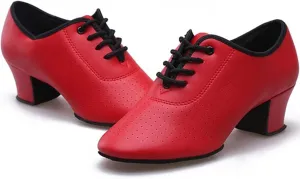 Women's Dance Shoes Women Ballroom Dance Shoes Split Sole Comfortable Lace-up Dance Shoes Indoor Performance Party Dance Shoes Latin Dance Shoes (Color : Red, Size : 8)