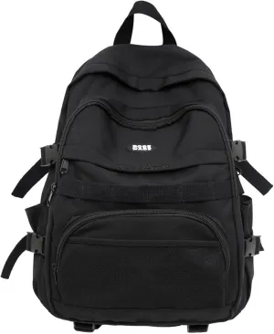 Women's Function Casual Backpack Retro Large Capacity Solid Soft Fashion Backpacks Multipurpose Design Backpack(Black)