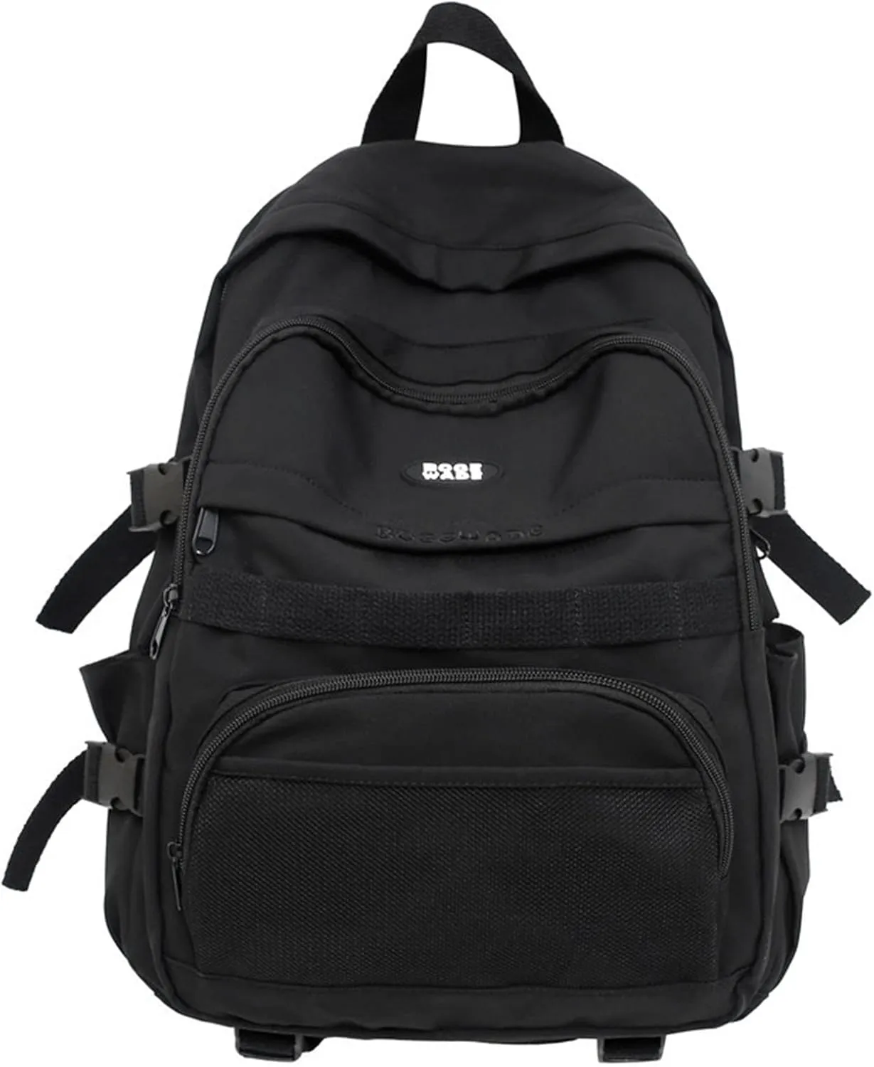 Women's Function Casual Backpack Retro Large Capacity Solid Soft Fashion Backpacks Multipurpose Design Backpack(Black)