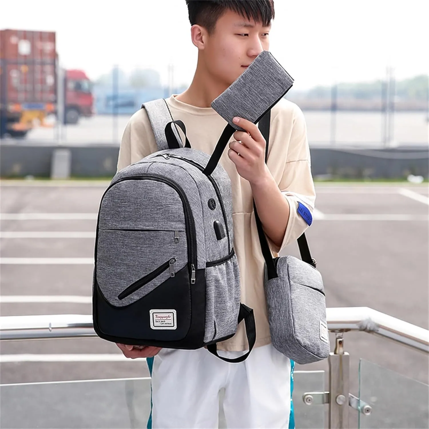 Women's Function Casual Backpack Soft Leather Backpacks Travel Bags Cute Tote Designer Backpack Purse for Women(Grey)