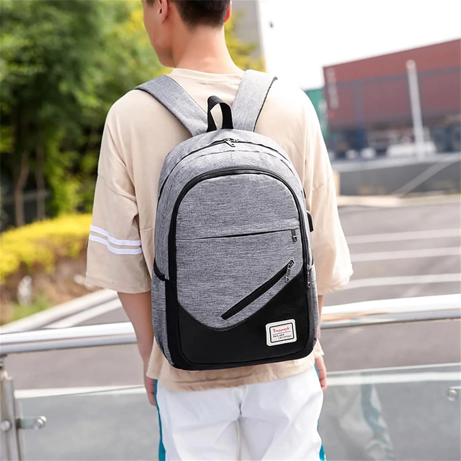 Women's Function Casual Backpack Soft Leather Backpacks Travel Bags Cute Tote Designer Backpack Purse for Women(Grey)