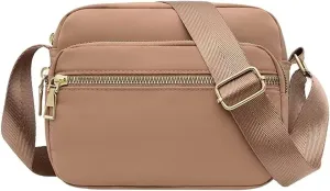 Women's Hiking Backpack Multi Pocket Crossbody Purses Soft Leather Shoulder Handbags Water Proof Bag(Khaki)
